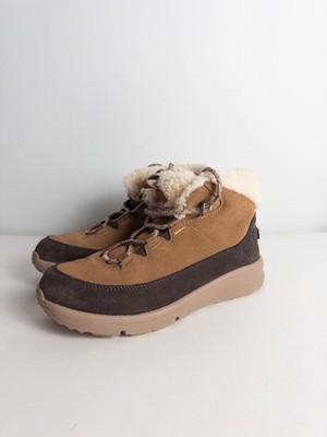 UGG Terretrail Cozy Winter Boot Girls US 5 Borwn Suede Sherpa Lace Up
