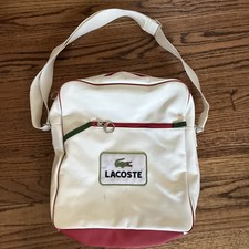LACOSTE Metro Bag Ivory White with green and red trim Messenger Bag Adjustable