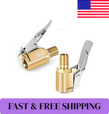 2-Pack Brass Tire Air Chuck, Locking Quick Connect Inflator Hose Adapter, No Lea