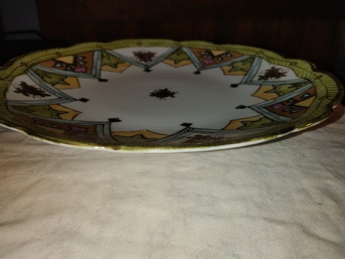Antique Nippon Porcelain Plate Hand Painted Green Floral Victorian Gold Enamel - Picture 17 of 19