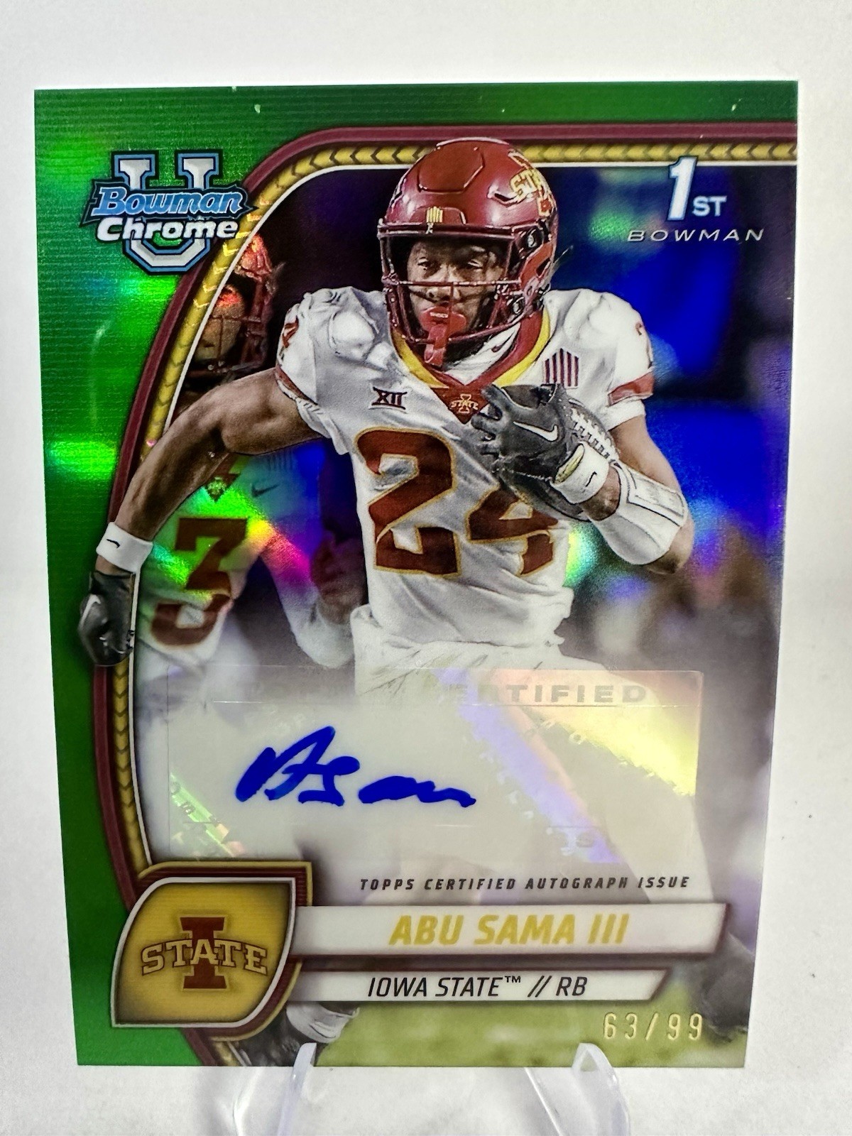 2024 Bowman University Chrome Abu Sama III Auto 1st Bowman Green Refractor /99