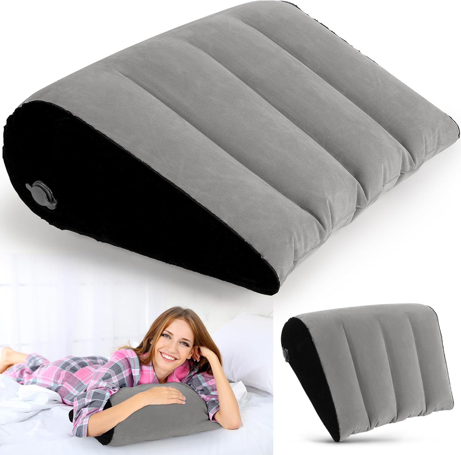 Inflatable Travel Wedge Pillow for Sleeping, Back & Leg Support, Portable Comfor
