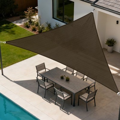 2-28ft brown Equilateral triangle Sun Shade Sail Pool Patio Deck Canopy Awning