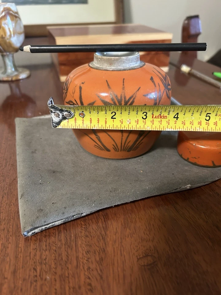 Antiguo tarro chino de jengibre de porcelana molida de coral del siglo XIX Foto 2 de 4