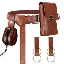 Renaissance Belt Pouch Medieval Viking Pirate Leather Bag Potion Bottle Set Skir