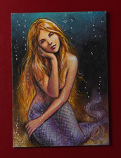 Huy Truong Fantasy Mermaid Female Portrait Sketch Card 1/1 Hand Drawn Original