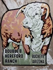 VINTAGE RANCH PORCELAIN SIGN OLD DOUBLE B HEREFORD CATTLE FARM COWBOY ARIZONA
