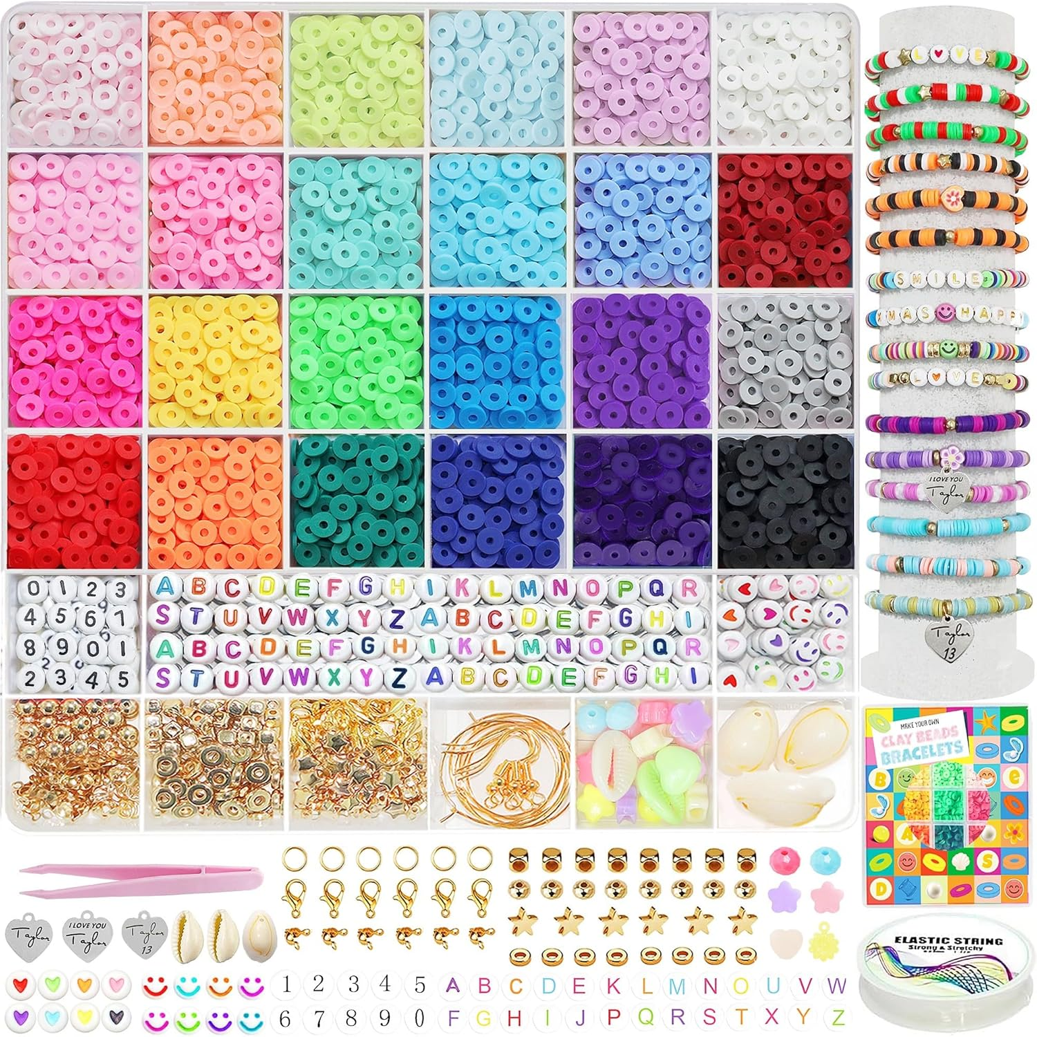 6600+PCS 24-Color DIY Clay Beads Bracelet Making Kit for Friendship Gifts