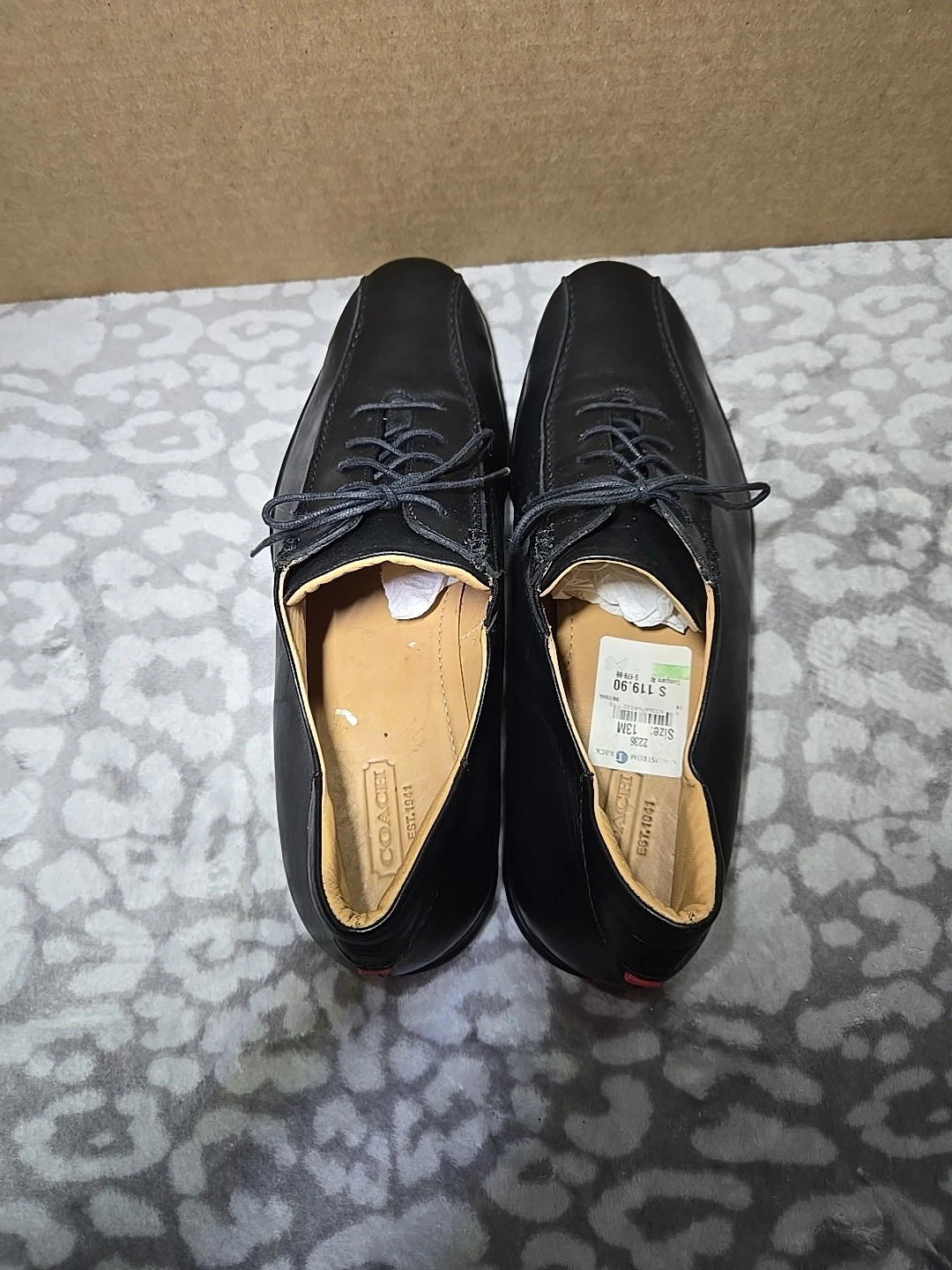 Coach Corwin Vestito Oxford Pizzo B4210 Pelle Nero Uomo Tg.13 B Made In Italy