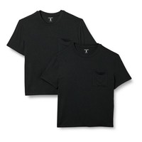 Amazon Essentials Damen T-Shirt Kurzarm Rundhals Jersey Tasche 2Er-Pack Schwarz