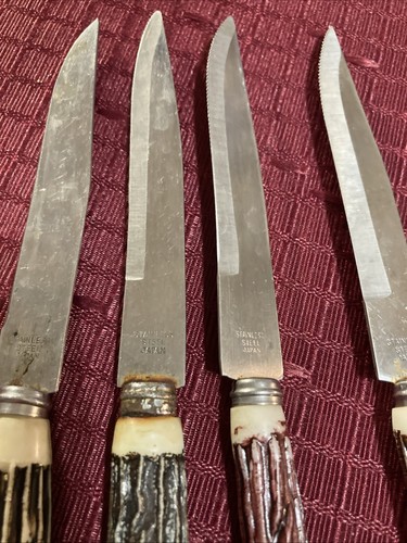 Stag Style Steak Knives Stainless Japan Set of 4 Vintage #7 - Picture 6 of 6