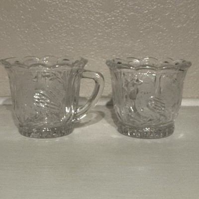 Vintage 1983 Crystal D'Adriana ''Las Aves'' Frosted Bird Sugar & Creamer Set