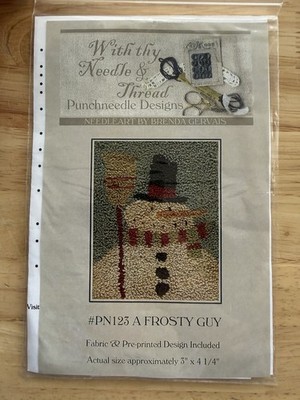 With Thy Needle & Thread A Frosty Guy Punch Needle Pre-Printed Fabric B. Gervais