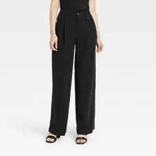 Women's High-Rise Relaxed Fit Full Length Baggy Wide Leg Trousers - SIZE 10