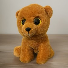 TY Beanie Boo BROWNIE the BEAR Plush Stuffed Animal Toy VelveTy 2015 Yellow Eyes