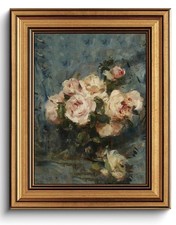 Gold Framed Wall Art Vintage Floral Canvas 8x10in Framed, Rose
