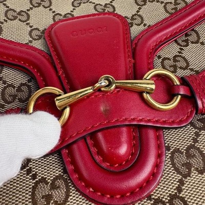 GUCCI GG Pattern Shoulder Bag Sherry Line Web GG Canvas Red Brown