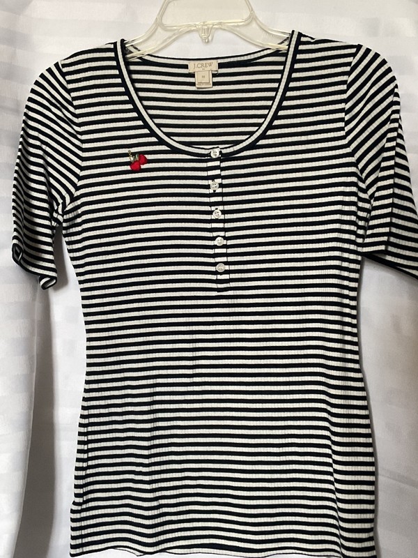 J.Crew Mercantile Womens XS Black + White  Scoop Neck Top 16” Bust
