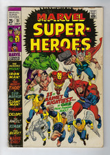 Marvel Super-Heroes #21 Avengers app Cyclops Marvel Girl & Beast Pin-ups 1969 VG