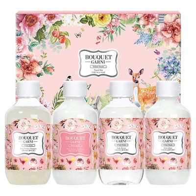 Bouquet Garni Hair Body Care Travel Kit Shampoo Shower Set of 4,White Musk Scent