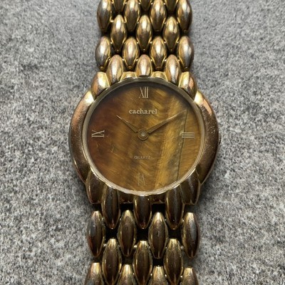 Vintage Cacharel Womens Watch 31mm Gold Tone Case And Band Runs Well Bin N