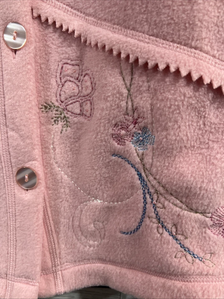 Vtg NOS Koret womens L jacket pink Embroidered boho patch Hong Kong button Y2K - Image 2 of 4