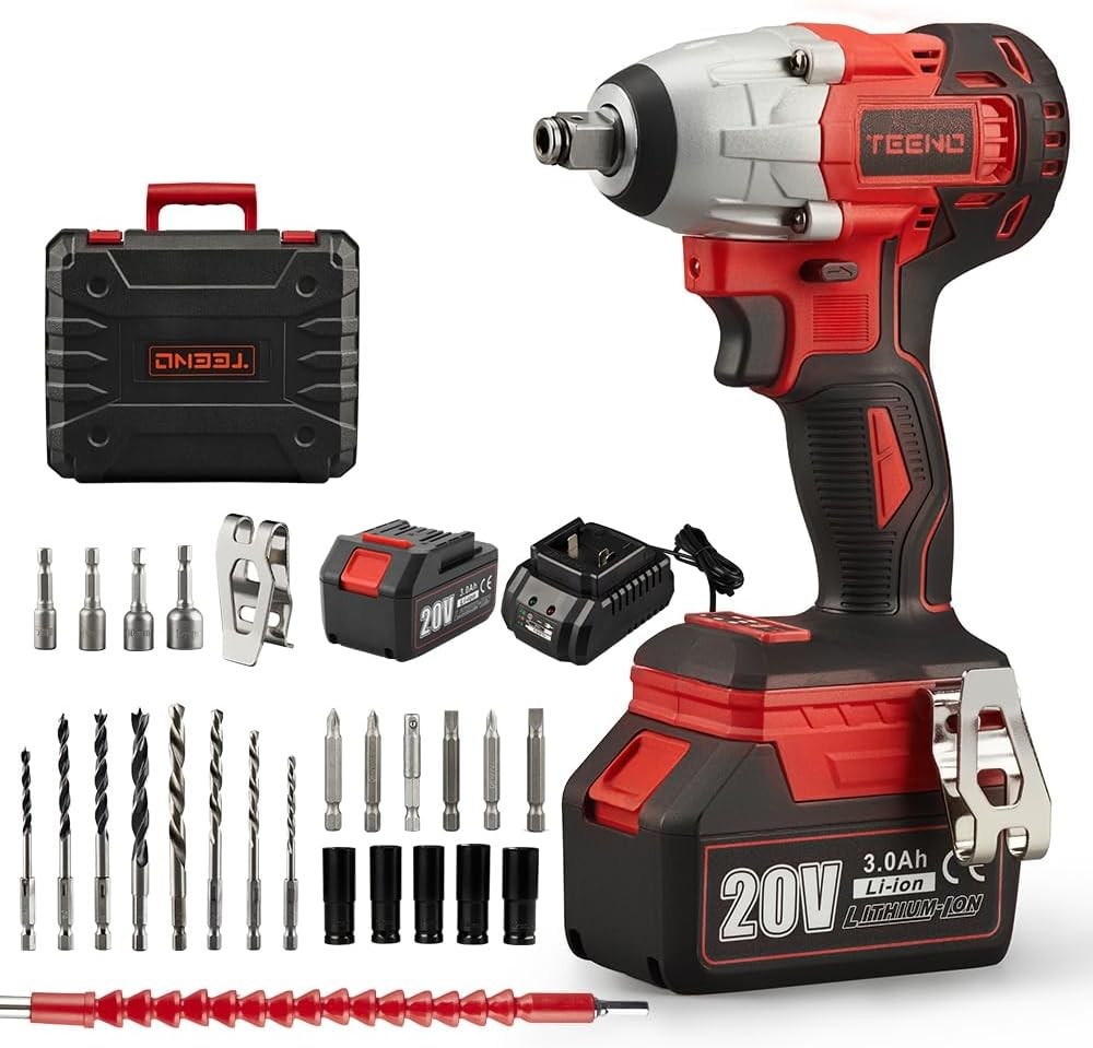 Avvitatore a percussione a batteria 320 Nm con batteria 3,0 Ah viti ruota 25 accessori IT