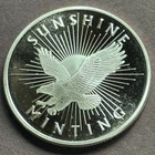 One Troy Ounce .999 Fine Silver Sunshine Minting Round BU