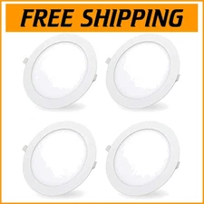 Sleek Ultra-Thin LED Downlights - 4 Pack, 6000K White Brightness for Home Office