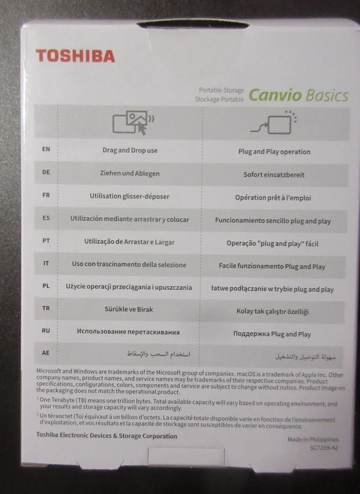 Toshiba Canvio Basics 2TB, USB 3.2, 2,5 Zoll Ext. Festplatte HDTB520EK3AA - Bild 2 von 2