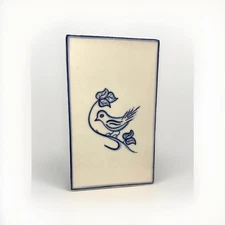 VTG Viana Do Castelo Tile Bird Art Blue White MCM 10" Portugal Regency Signed