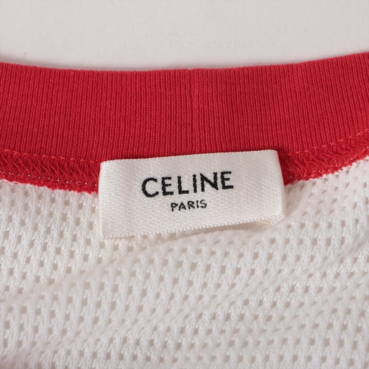 Celine Hedi Period Cotton mesh t-shirt M Men's White x red Celine Hedi Period Cotton mesh t-shirt M Men's White x red