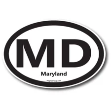 MD Maryland US State Oval Magnet Decal, 4x6 Inches, Automotive Magnet for Car