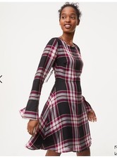 Ann Taylor Loft Plaid Tie Back Dress 0Petite NTW 89.50
