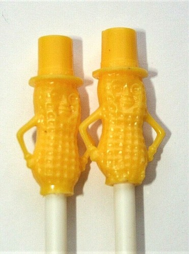 Vtg Planters Mr. Peanut Plastic Coffee Drink Stick Stirrer NOS New 1980s Yellow - Picture 3 of 4