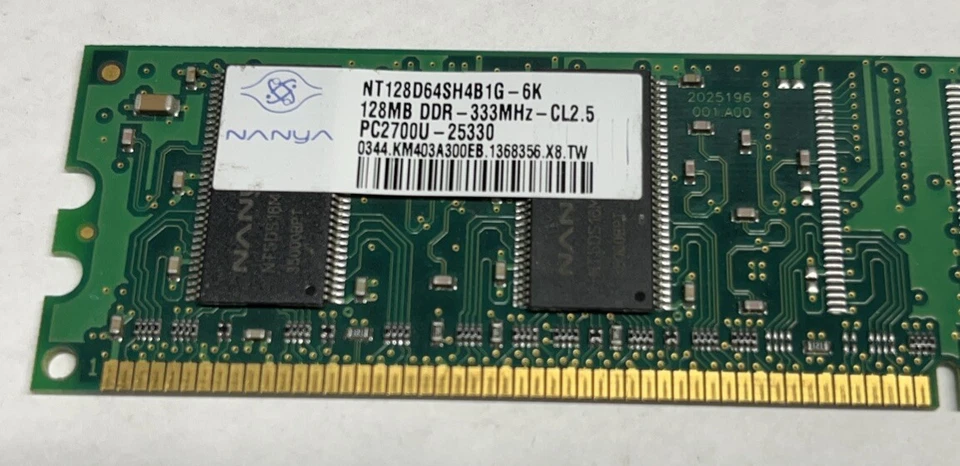 Nanya 128MB PC2700 DDR-333MHz non-ECC Unbuffered CL2.5 184-Pin DIMM 2.5V Memory - Image 2 of 2