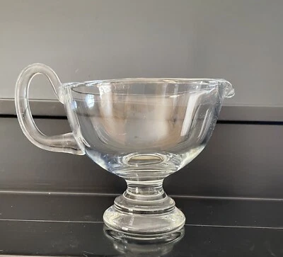 Large Gravy Boat Glass Footed Heavy Sauce Pitcher - Image 1 of 4