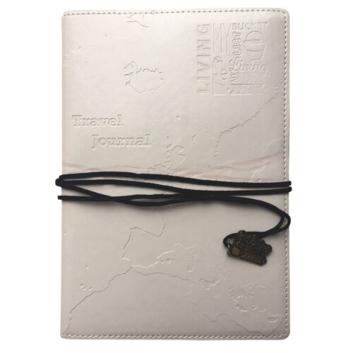 WHITE WORLD TRAVEL JOURNAL Embossed Bucket List HolidayTravellers Notepad Book - Picture 1 of 8