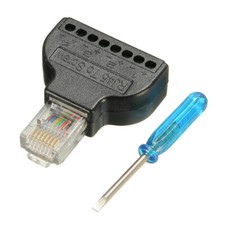 1Set RJ45 Ethernet Male Plug to 8 Pin AV Terminal Screw Adapter Converter