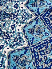 Tablecloth Rectangle 82x100 Cotton Boho Aqua Gray Royal Blue Mandala Elephant