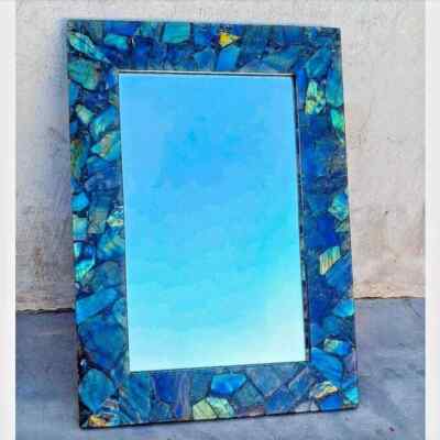 Labradorite Stone Mirror   12''x18'' | Handmade Decorative Wall Mirror