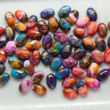 Pink Dahlia aka Pink Spiny Oyster Copper Turquoise 6x4mm Oval Cabochon Gem(s)