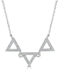 14KT GOLD .18 CTW DIAMOND OPEN 3 TRIANGLE NECKLACE