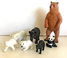Toy Animals PVC Bear Lot of 7 Panda Black Brown Polar 1 to 5 Tall