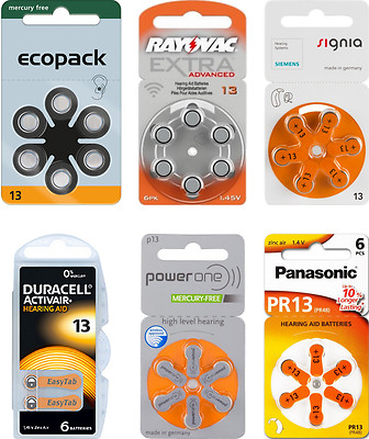 Hörgerätebatterien Größe 13 orange Duracell, Varta, Rayovac, Siemens, Panasonic 