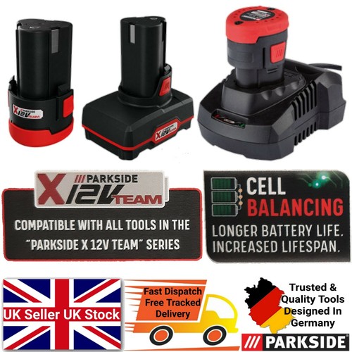 Parkside 12V 2Ah 4Ah Battery Or With Charger Fit All Tools In X12V Team