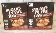 Sugar In the Raw, 25 packs per box. Lot of 2, Exp 4/2026