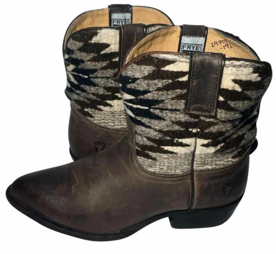 FRYE 77819 Billy Navajo Blanket Brown Wool Leather Boots Women s