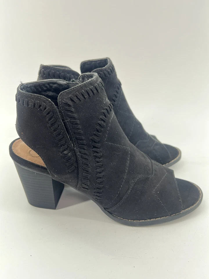 Madeline Starstruck Botines Puntera Abierta Negro Imitación Gamuza Costuras 8 Ocho Foto 2 de 4