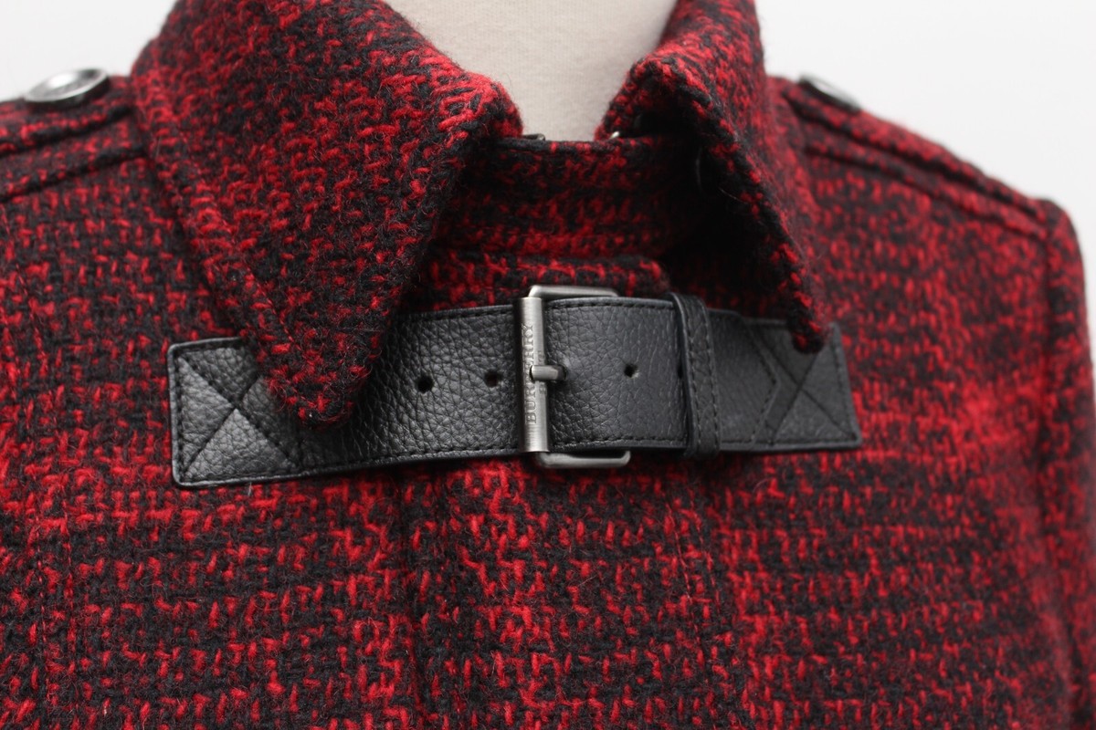 ジャケット・アウター BURBERY LONDON WOOL COAT Women's BURBERRY BRIT Tweed Wool Plaid Coat Full Zip Jacket